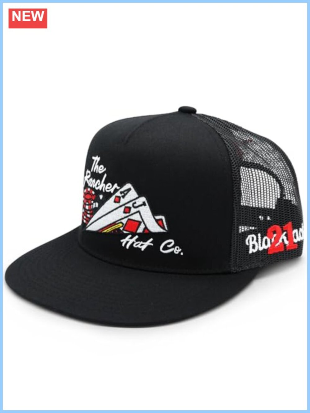 Western Trucker Hat High Profile Flat Bill Adjustable Snapback Mesh Back